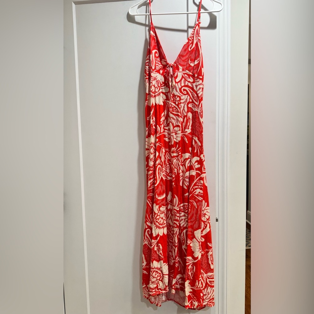 Red and White Floral Maxi Dress
